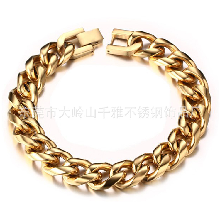 Golden stainless steel round grinding Bracelet